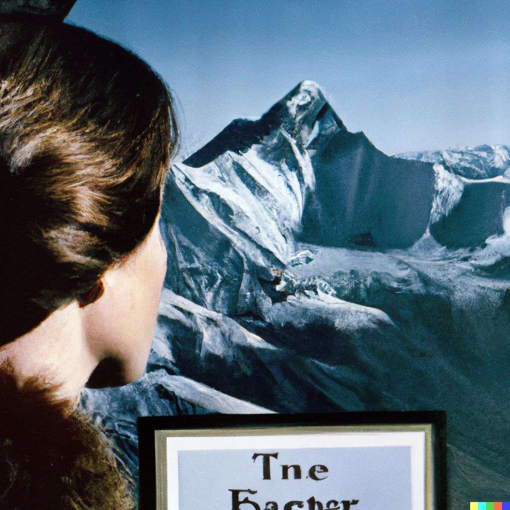 someone gazing at Mount Everest, front cover of Vogue, 1980